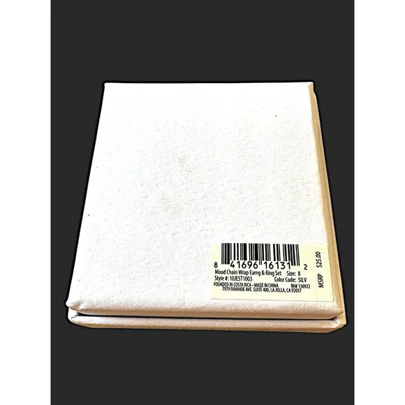 Pura Vida Mood Chain Wrap Post Earrings & Ring Size 8 with Chain Set - Picture 6 of 6